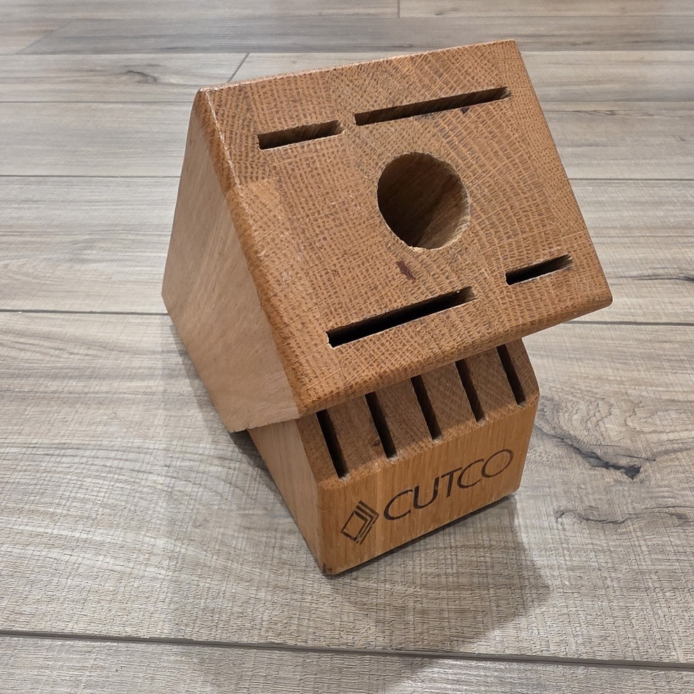 Cutco Wooden Honey Oak 10 Slot Knife Storage Block Made In USA